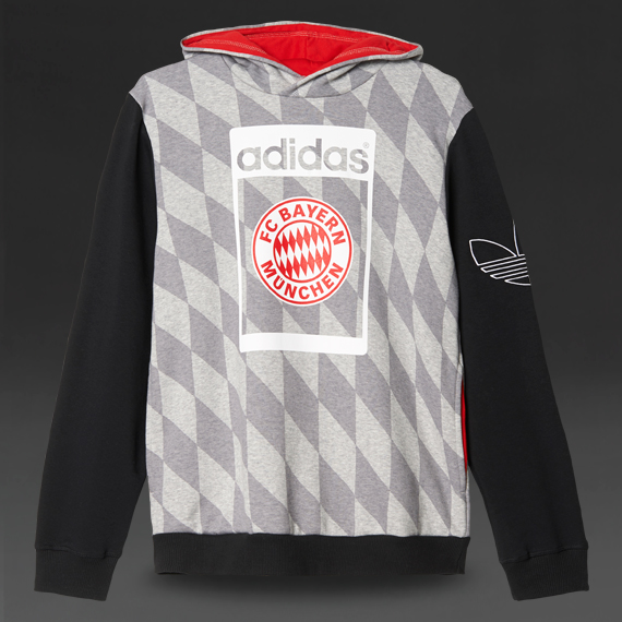 Adidas Originals Bayern Munich Fleece Hoody Medium Grey Heather / Black for Men
